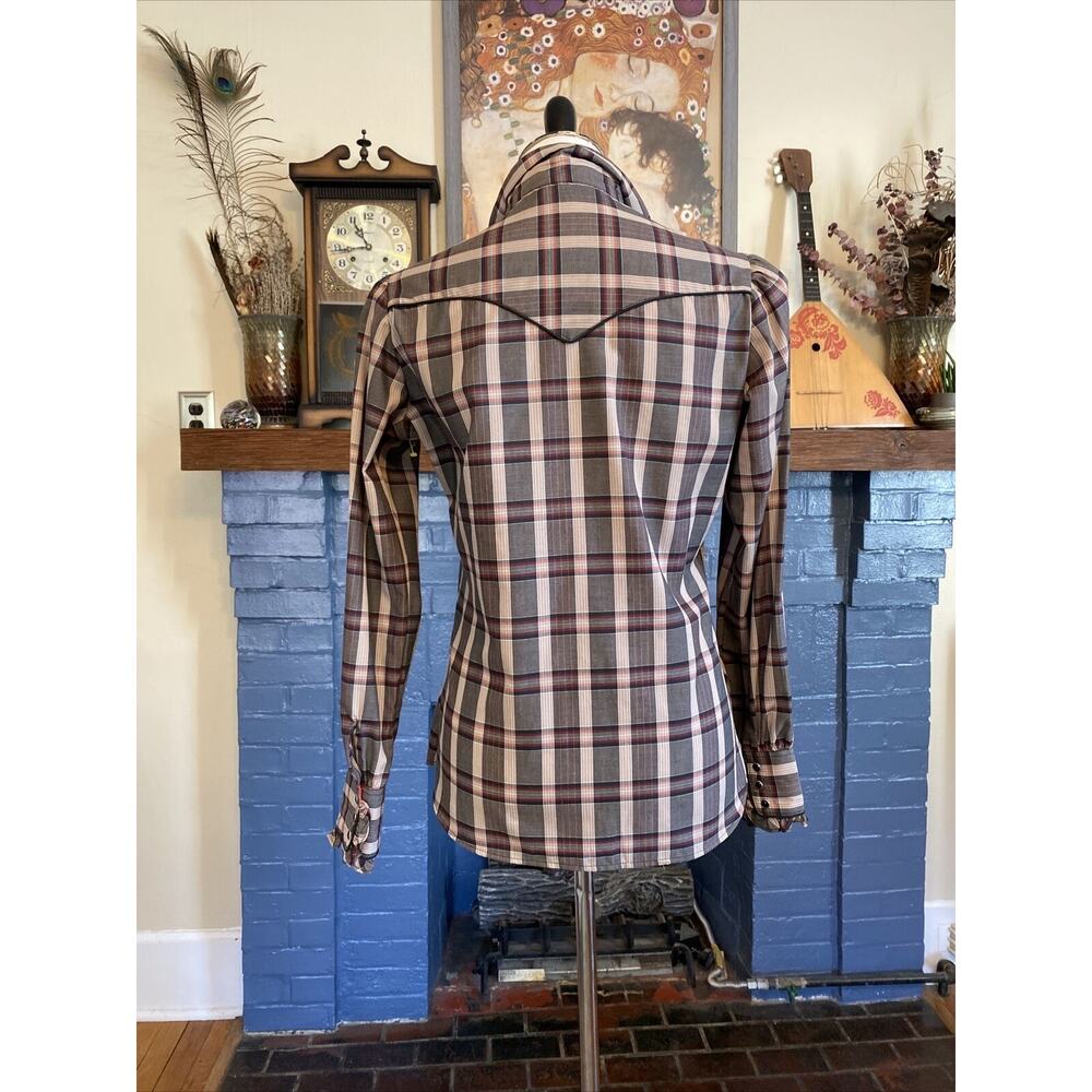 Plaid Ruffle Women's Blouse - Picture 3 of 14